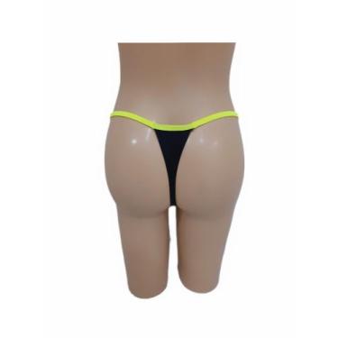 Imagem de Calcinha de biquíni bronze avulsa - RAYS MODAS, Preto com amarelo neon