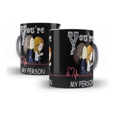 Imagem de Caneca Grey's Anatomy You Are My Person Mertina Preta Oferta - NG Deco