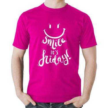 Imagem de Camiseta Algodão Smile, It's Friday! - Foca na Moda, Rosa, M