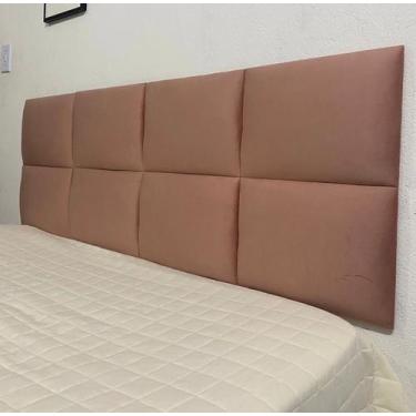 Imagem de Cabeceira Casal adesiva 8 módulos de 35x30 (tecido veludo rosê) - Divi