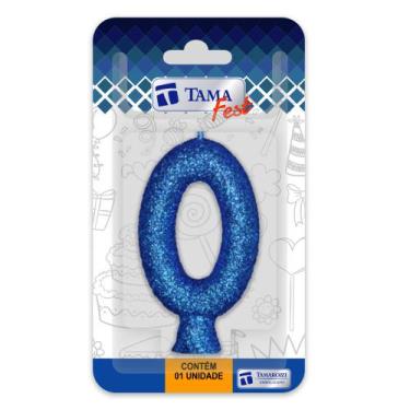 Imagem de Vela Aniversário Branco Glitter Azul N 0 C/ 1 Un. - Tamarozzi