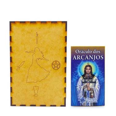 Imagem de Poderoso Oráculo dos Arcanjos Porta Tarô Místico em Madeira - Flash