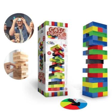 Imagem de Jogo Caiu Perdeu PRO 45 Peças Plástico Colorido C/ Roleta Torre PAIS E