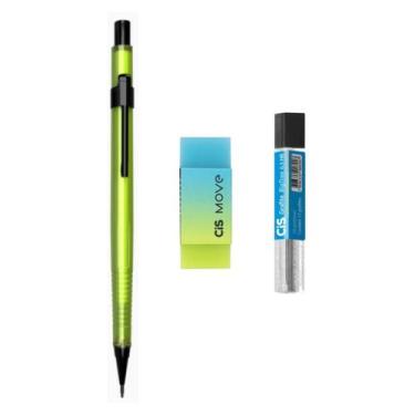 Imagem de Kit Lapiseira VERDE NEON 0.5mm  + Borracha Move + Grafite - Cis