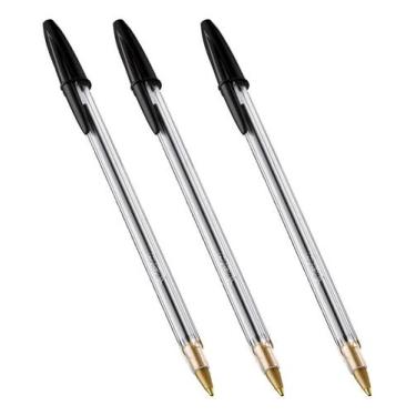Imagem de Caneta Bic Crista 1.0 Média Preta Kit 3, Caneta