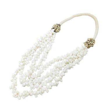 Imagem de Colar de Mesa Branco Decorativo Artesanal Finos Traços Luxo - LUXdécor