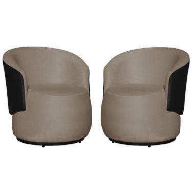 Imagem de Kit 02 Poltronas Tecido Suede Mesclado em material sintético Preto Bea