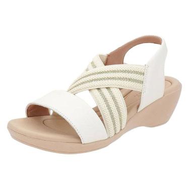 Imagem de Sandália Feminina Salto Anabela Baixa Calce fácil Usaflex