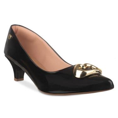 Imagem de Scarpin Feminino Salto Fino Baixo Bico Fino Coração - Fabrik, Vz preto