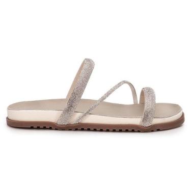 Imagem de  Lívia em Tiras Prateadas Redondas com Calcanheira em Couro e Solado A