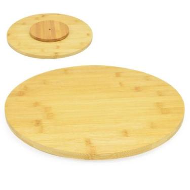 Imagem de Tábua De Bambu Redonda Base Giratória 360 Graus 33Cm - Wincy