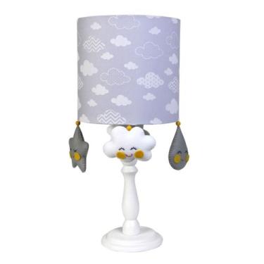 Imagem de Abajur Madeira Chuva De Amor Cinza Quarto Bebê Infantil - Potinho de m