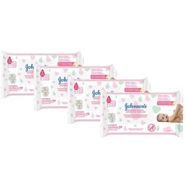 Imagem de Kit com 4 Toalhinhas Johnson's Baby Extra Cuidado c/48