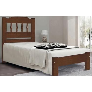 Imagem de Cama de Solteiro Viena de Madeira Maciça Angelim Pedra/Tauari - Cor Castanho