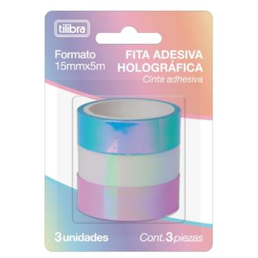 Imagem de Tilibra - Fita Adesiva Holográfica 15mmx5m, 3 Unidades