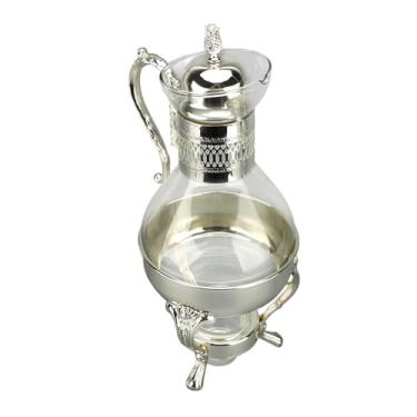 Imagem de Generic Conjunto de cafeteira de vidro, 1 conjunto de bule de café turco vintage, chaleira de vidro turca, aquecedor de leite e café, jarra de água aquecida com tampa e xícara de chá vintage quente e