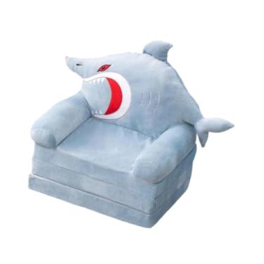 Imagem de IEUDNS Crianças cadeira dobrável cama tubarão sofá cadeira decoração bonito assento de assento dobrável espreguiçadeira para sala de jogos quarto berçário