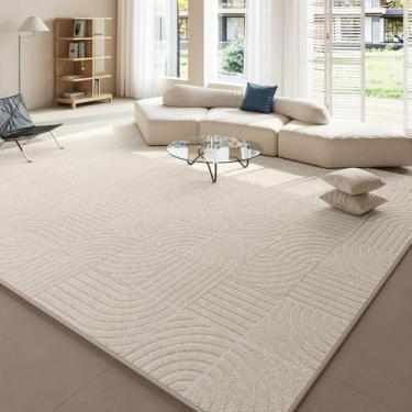 Imagem de Tapete listrado xadrez bege estilo creme decoração de luxo sala de estar tapetes fácil cuidado quarto cabeceira tapetes varanda tapete, YHT011,1,A,300x400CM