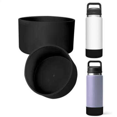 Imagem de UWSTE 2 peças de bota de silicone para garrafa YETI Rambler 1,020 g, protetor inferior de manga antiderrapante acessórios para YETI Rambler 1,020 g, silicone livre de BPA (preto)