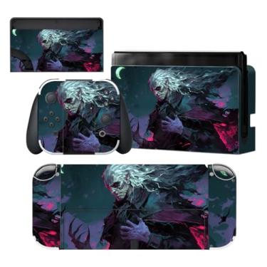 Imagem de PlayVital Para Nintendo Switch OLED Skins Conjunto completo – Adesivo de vinil protetor sem resíduo para console Switch OLED, Dock, Joycon e punhos de mão - Terror ao luar