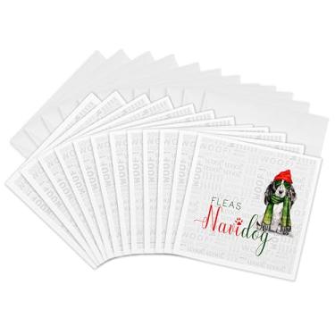 Imagem de 3dRose Cartões comemorativos - Cocker Spaniel preto e branco com pulgas engraçadas Navidog Natal - 15 x 15 cm, conjunto de 12 (gc_299887_2)