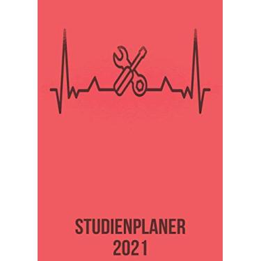 Imagem de Studienplaner 2021: DIN A4 Kalender von 01/2021-12/2021 1 Tag = 1 Seite mit großem Tageskalender und großartiger Übersicht. Monatsübersicht, ... / Mechaniker Schrauber heartbeat herzschlag