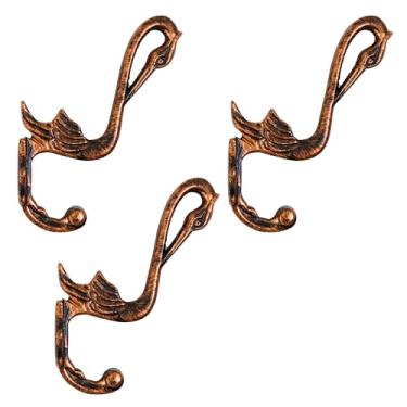 Imagem de AYZCORP Conjunto de 3 ganchos de ferro fundido em forma de pelicano para decoração de arte de parede - cabides em forma de pelicano e porta-chaves - cabide de roupas e mochila - ganchos para casaco,