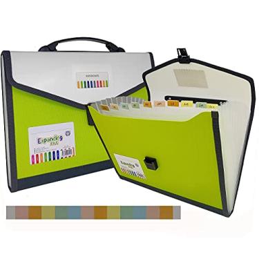 Imagem de Pasta de arquivo expansível com etiquetas, pasta de arquivo sanfonada de 13 bolsos, pasta de arquivo expansível com zíper, pasta acordeão de papel letra A4, 1 pacote