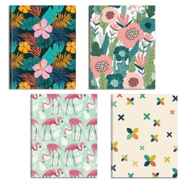 Imagem de QOUBAI Pacote com 4 cadernos de composição Carpe Diem para mulheres, meninos, meninas, trabalho, escola, negócios, redação - 24 x 19 cm, 100 páginas