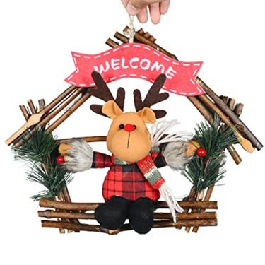 Imagem de Belas Guirlanda de Natal de madeira para porta da frente com placa de boas-vindas para decoração de parede ao ar livre para decoração de shopping para casa diverso