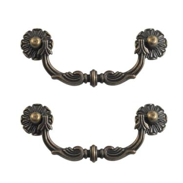 Imagem de Puxador de gaveta antigo, puxadores de porta, puxadores de gaveta, alça de liga de mobília, puxadores de armário vintage, puxador retrô (2, tipo 4)