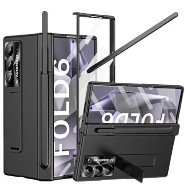 Imagem de YQODSZ Capa para Samsung Galaxy Z Fold 6 com suporte para caneta S e caneta stylus fina preta, Z Fold 6 com protetor de tela de proteção de dobradiça, suporte, tudo incluído, capa fina para Z Fold 6