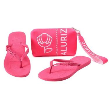 Imagem de Kit Chinelo e Bolsa de Mão Necessaire Aluriz, Pink, 39/40
