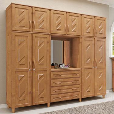 Imagem de Guarda-Roupa 10 Portas 4 Gavetas Freijó Capelinha Madeira Pinus - Cavazotto