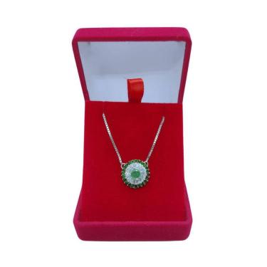 Imagem de Colar Pedras Verdes Cravejado De Zircônia Prata 925