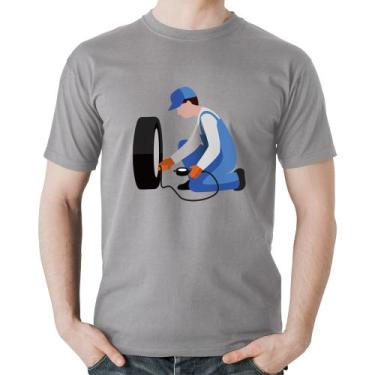 Imagem de Camiseta Algodão Borracharia - Foca na Moda, Cinza, G