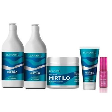 Imagem de Kit Extrato de Mirtilo Shampoo + Condicionador 1Litro + Máscara 450g +