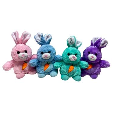 Imagem de Kit 4 Coelho De Pelucia Cesta Fofo Colorido Para Pascoa - 25cm