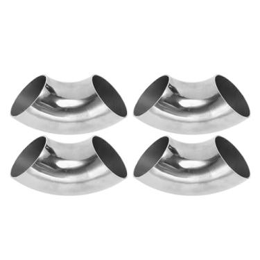 Imagem de Motoforti 4 peças 90 graus mandril curva cotovelo carro modificado tubo de escape tubulação 5.1 cm espessura OD 1,5 mm/16GA 51x125x1,5 mm 304 aço inoxidável tom prata