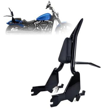 Imagem de Kinglemc Suporte de bagagem ajustável Holdfast Sissy Bar encosto de passageiro com trava para Harley Davidson Fat Bob 114 FXFB e FXFBS modelos 2018-2023 (preto brilhante)