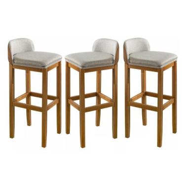 Imagem de 3 Banquetas Alta Com Encosto Moderna Para Balcao de Cozinha Linha Alta