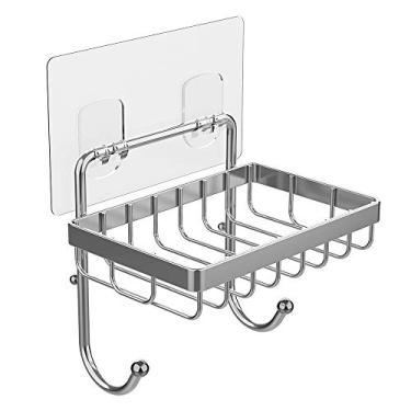 Imagem de ODesign Suporte de esponja de saboneteira com gancho para banheiro chuveiro cozinha montado na parede aco inoxidavel a prova de ferrugem - adesivo sem perfuracao