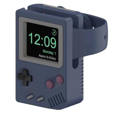 Imagem de Suporte para iWatch compatível com SE, séries 10/9/8/7/6/5/4/3/2/1 (49 mm, 46 mm, 45 mm, 44 mm, 42 mm), suporte de base de carregamento de silicone, suporta modo criado-mudo, design de console de