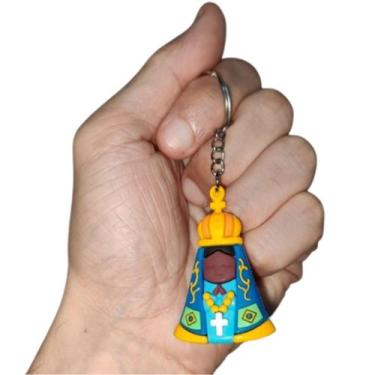 Imagem de Chaveiro 3D Nossa Senhora Aparecida Borracha Chave Carro Bolsa Present