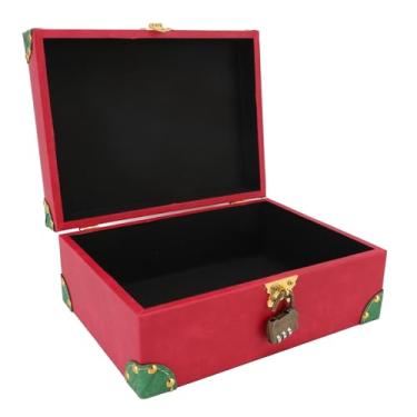 Imagem de Jóias de Madeira Premium Caixa de Armazenamento de Lembrança, baú do Tesouro Vintage Com Trava e Tampa Articulada, Grande Caixa de Design retrô para Escritório, Estudo, Sala de