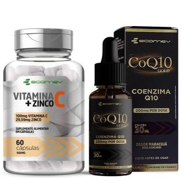 Imagem de Kit Coenzima Q10 200mg Com Vit E Sublingual  Vitamina C  Zinco Ecomev