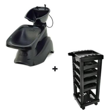 Imagem de kit salão preto lavatorio ágata + carrinho cabeleireiro - SANTA CLARA