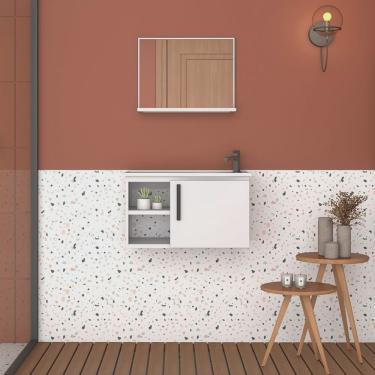 Imagem de Gabinete para Banheiro com Cuba e Espelheira em Aço Caju 62cm Cozimax