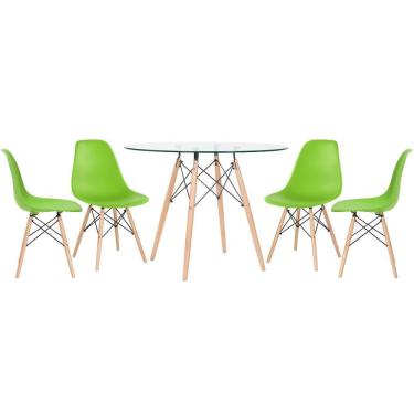 Imagem de Mesa Redonda Eames 100cm + 4 Cadeiras Verde Claro