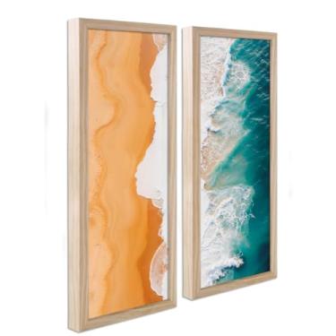 Imagem de Kit 2 Quadros Decorativos Folhagem Moderno Conjunto Minimalista Sala Cozinha Lavabo com Moldura 62cm (Estampa 07)